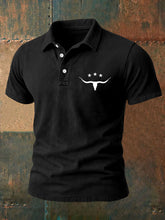 Herren Retro Western Bull Skull Print Casual Top